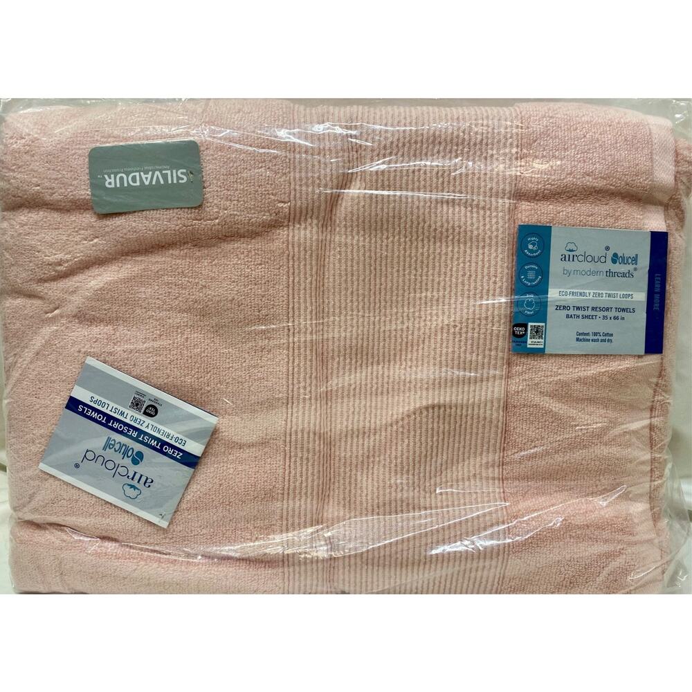 NWT Modern Threads 2-Pack Air Cloud Oversized Resort Bath Towels, Blush Pink